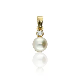 Arany medál gyönggyel és cirkónia kővel 1012824-00-1_4
