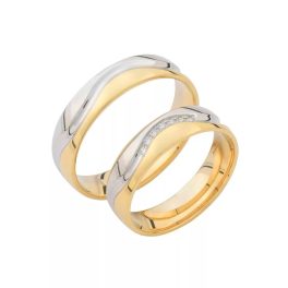   Sárga és fehér arany karikagyűrű cirkónia kővel 1016770-56-4_0