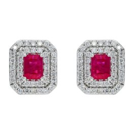   Fehér arany fülbevaló gyémánt és rubin kővel 1022975-00-2_1