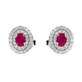   Fehér arany fülbevaló gyémánt és rubin kővel 1022994-00-2_1