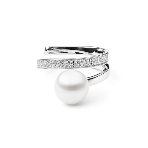 Gaura Pearls ezüst gyűrű gyönggyel (8mm) és cirkónia kövekkel  1026068-57-4_1