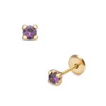 Lisa arany baba fülbevaló, lila kővel 1026678