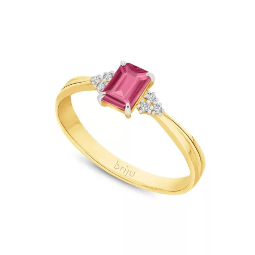 Arany gyűrű pink topáz és gyémánt kővekkel 1027221-56-2_1