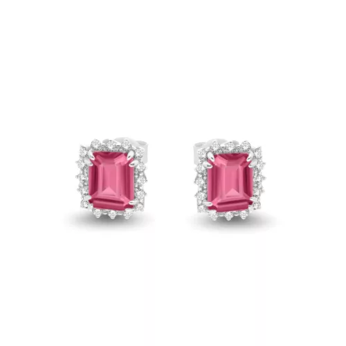 Fehér arany fülbevaló pink topázzal és gyémánttal 1027255-00-2_3