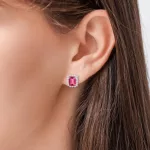 Fehér arany fülbevaló pink topázzal és gyémánttal 1027255-00-2_3