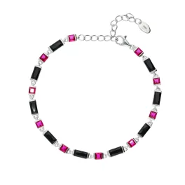   Fantasy ezüst karkötő pink és fekete kövekkel 1027408-00-8_3