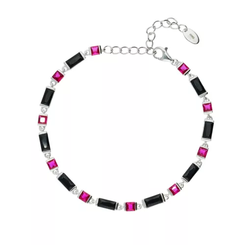 Fantasy ezüst karkötő pink és fekete kövekkel 1027408-00-8_3