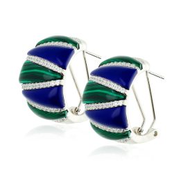 Fantasy ezüst fülbevaló kék és zöld kövekkel 1028556