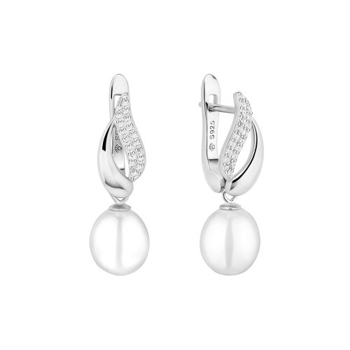 Gaura Pearls ezüst fülbevaló gyönggyel és cirkónia kővel  1028660