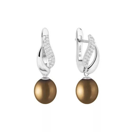 Gaura Pearls ezüst fülbevaló gyönggyel és cirkónia kővel 1028661