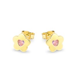 Arany virág fülbevaló rózsaszín kővel 1029499-00-1_0