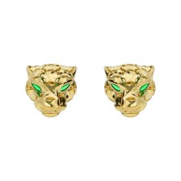 Arany párducfej fülbevaló zöld festéssel 1029606-00-2_9