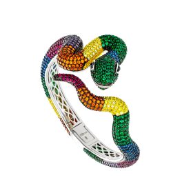   Fantasy Zoo ezüst kígyó reif karkötő színes kövekkel 1030328