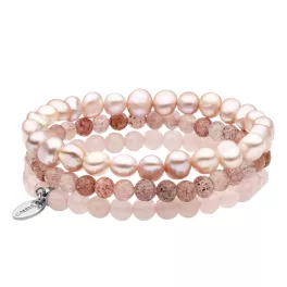   Gaura Pearls 3 részes karkötő gyöngy és rózsakvarc 1030485