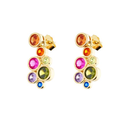 Fantasy ezüst fülbevaló színes kövekkel 1030592