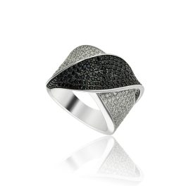 Ezüst gyűrű fekete és fehér kövekkel 1030660-52-9_2