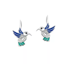 Ezüst zománcos kolibris fülbevaló 1031382