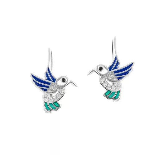Ezüst zománcos kolibris fülbevaló 1031382