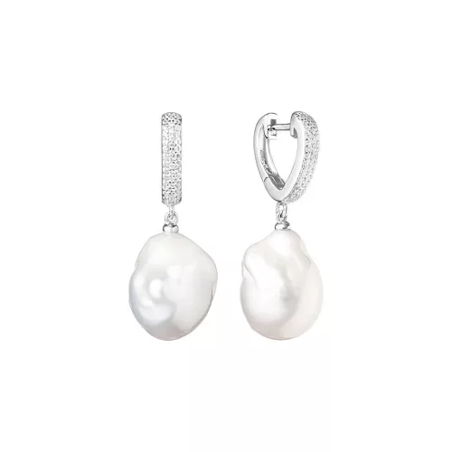 GAURA PEARLS EZÜST FÜLBEVALÓ BAROKK GYÖNGGYEL ÉS CIRKÓNIA KÖVEKKEL 1032847