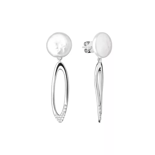 GAURA PEARLS EZÜST FÜLBEVALÓ GYÖNGGYEL (11-12 mm) ÉS CIRKÓNIA KÖVEKKEL 1032848
